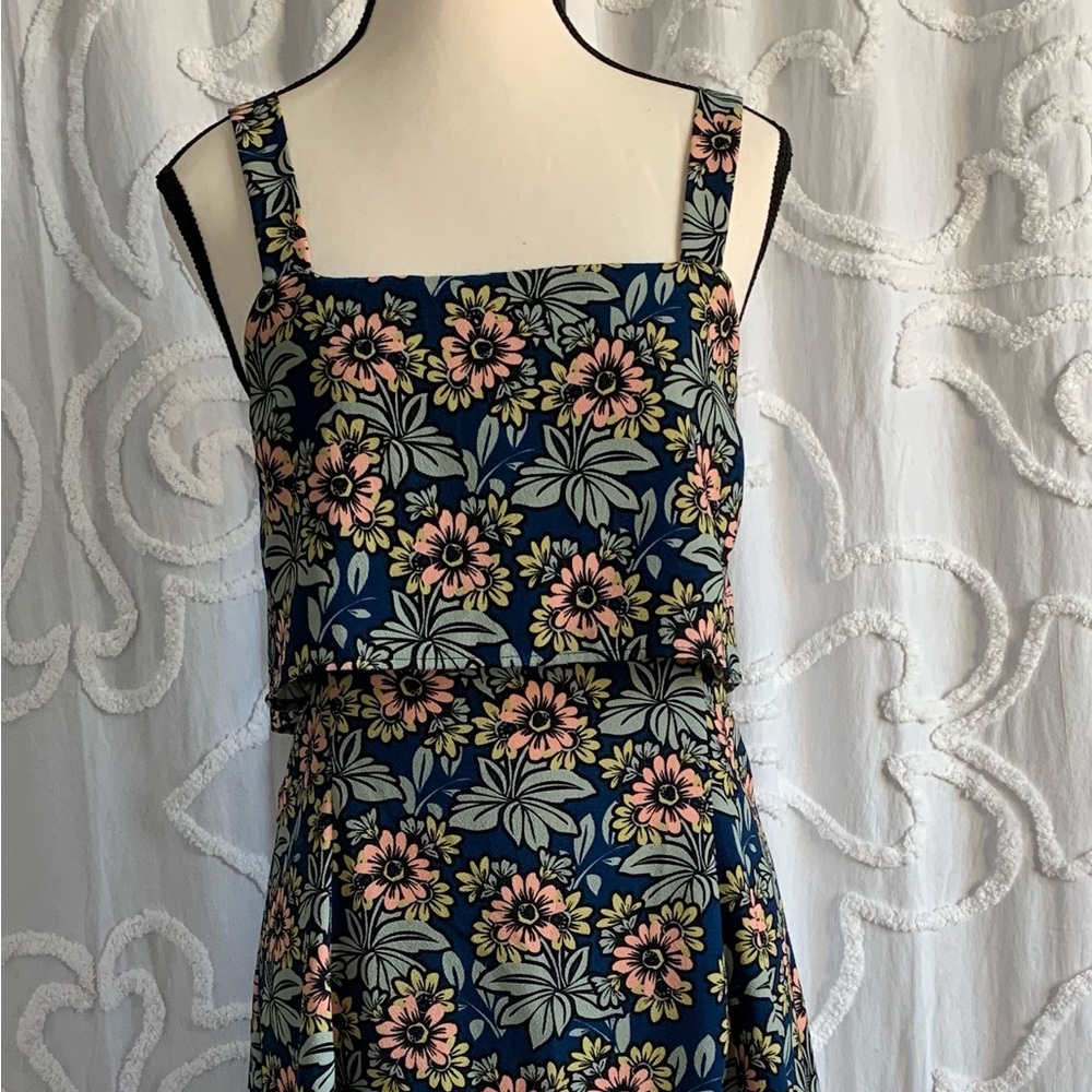 Topshop Elegant Dress in Blue and Pink